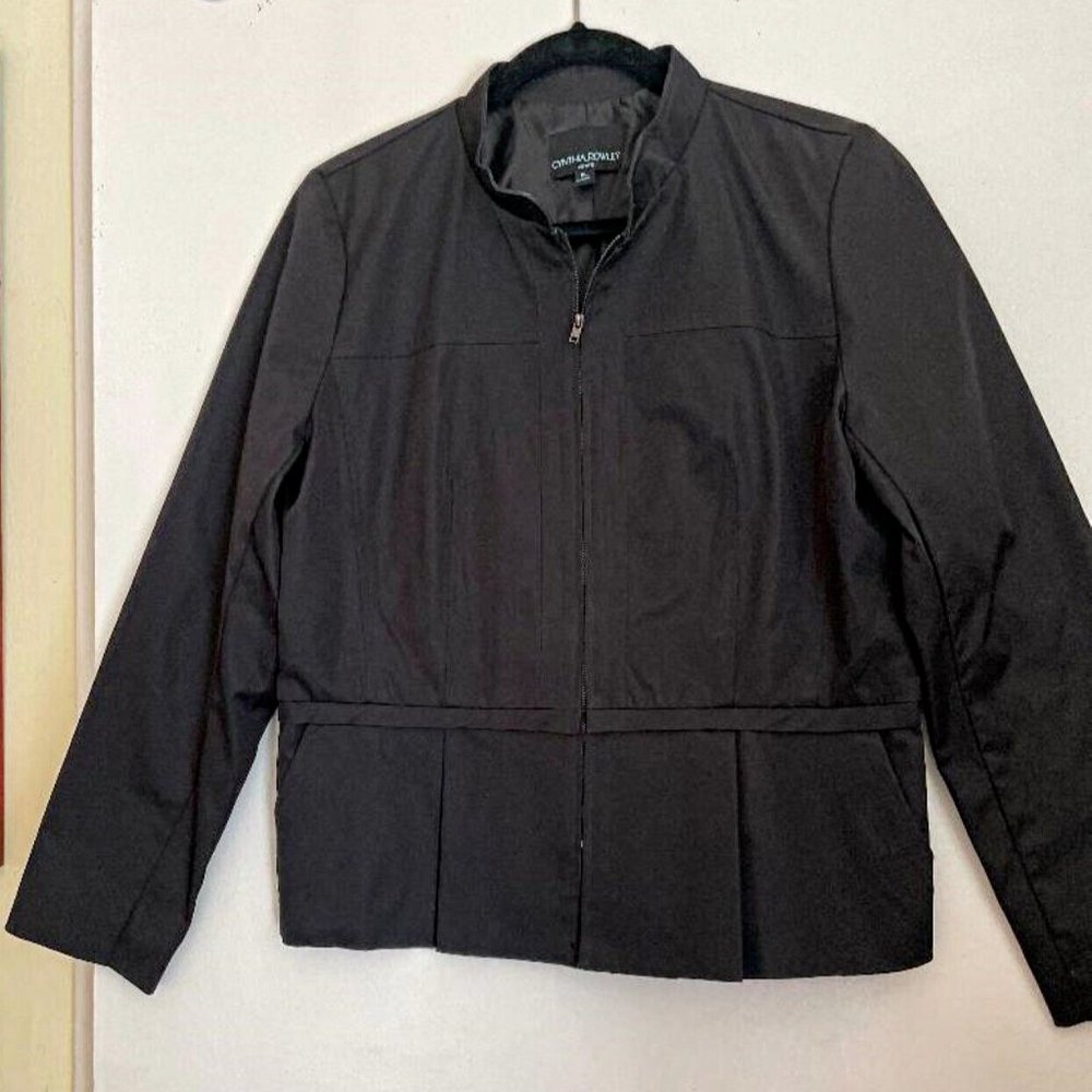 NEW Cynthia Rowley Black Fully Lined Lightweight Poliester Techno Jacket Size LP